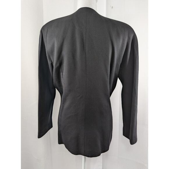 LORD & TAYLOR! STUNNING BLACK PURE GABARDINE 100% WOOL BLAZER, JACKET! SZ 10 - Picture 5 of 10